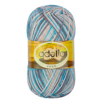 Пряжа ADELIA " JANE" 100% акрил 10 * 50г 227 м №23 белый- св. голубой- св. бежевый- св. серый. Цена за упаковку 10 шт
