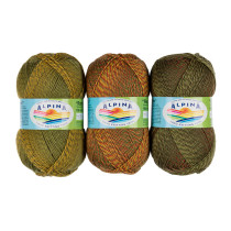 Пряжа ALPINA " ROMANTIC" 100% шерсть 5 * 100 г 300 м №11 зеленый- желтый- коричневый. Цена за упаковку 5 шт