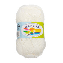 Пряжа ALPINA " SAMANTHA" 75% вискоза, 25% полиэстер 10 * 50г 160 м №02 молочный. Цена за упаковку 10 шт