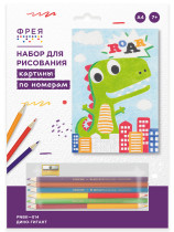 " ФРЕЯ" PNBK- 014 " Дино- гигант" Набор для раскрашивания по номерам карандашами 29. 5 х 20. 5 см 1 л. . 