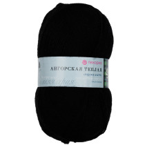 Пряжа Пехорская ПТ " Ангорская теплая" 60% акрил, 40% шерсть 100 г 480 м №002 черный. Цена за упаковку 5 шт