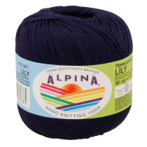 Пряжа ALPINA "LILY" 100% мерсеризованный хлопок 10 * 50г 175 м №121 т.синий. Цена за упаковку 10 шт