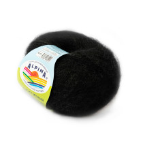 Пряжа ALPINA " LUCKY MOHAIR" 60% кид мохер, 40% акрил 10 * 50г 150 м №01 чёрный. Цена за упаковку 10 шт