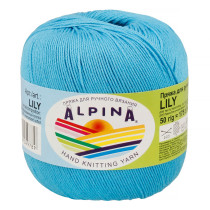 Пряжа ALPINA "LILY" 100% мерсеризованный хлопок 10 * 50г 175 м №502 яр.голубой. Цена за упаковку 10 шт