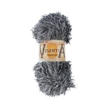 Пряжа VISANTIA " TRAFKA" меланжевая №2 100% полиэстер 5 * 100 г 100 м №2001 черно- белый. Цена за упаковку 5 шт