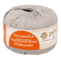 Пряжа Пехорская ПТ " Успешная" 100% мерсеризованный хлопок 50 г 220 м №008 св. серый. Цена за упаковку 10 шт