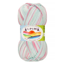 Пряжа ALPINA "KATRIN" 100% мерсеризованный хлопок 10 * 50г 140 м №6054 розовый-св.голубой-белый. Цена за упаковку 10 шт