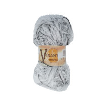 Пряжа VISANTIA " TRAFKA" меланжевая 100% полиэстер 5 * 100 г 150 м №5001 белый- черный. Цена за упаковку 5 шт
