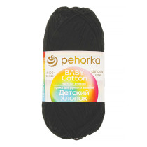 Пряжа Пехорская ПТ " Детский хлопок" 100% мерсеризованный хлопок 100 г 330 м №002 черный. Цена за упаковку 5 шт