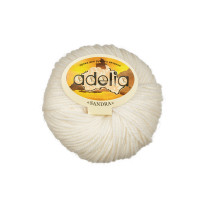 Пряжа ADELIA " SANDRA" 50% шерсть, 50% акрил 10 * 50г 90 м №02 БЕЛЫЙ. Цена за упаковку 10 шт