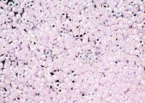 Бисер Япония MIYUKI Delica цилиндрический 11/0 50г DB-0055 бледно-розовый радужный с цветной линией