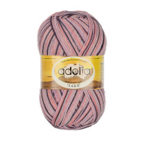 Пряжа ADELIA " JAKE" 75% шерсть, 25% нейлон 5 * 100 г 400 м №27 св. сиреневый- св. розовый- серый. Цена за упаковку 5 шт