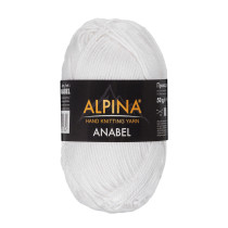 Пряжа ALPINA "ANABEL" 100% мерсеризованный хлопок 10 * 50г 120 м №002 БЕЛЫЙ. Цена за упаковку 10 шт
