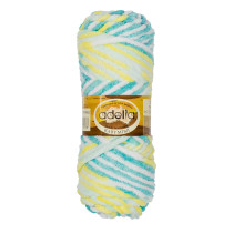 Пряжа ADELIA " BABY MIMI" 100% полиэстер 5 * 100 г 80 м №02 белый- лимонный- св. бирюзовый- бирюзовый. Цена за упаковку 5 шт