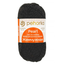 Пряжа Пехорская ПТ " Жемчужная" 50% хлопок, 50% вискоза 100 г 425 м №002 черный. Цена за упаковку 5 шт