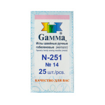Иглы для шитья ручные " Gamma" N- 251 гобеленовые №14 25 шт. в конверте острие закругл. 