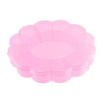  Контейнер для бисера ромашка пластик OM- 013 розовый\ прозрачный