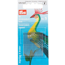 Иглы для шитья ручные " PRYM" 125537 для вышивания тонкие №5 в блистере 16 шт. острые