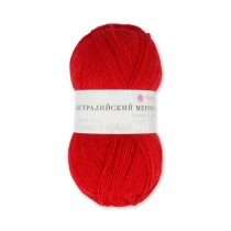 Пряжа Пехорская ПТ " Австралийский меринос" 95% мериносовая шерсть, 5% акрил 100 г 400 м №006 красный. Цена за упаковку 5 шт