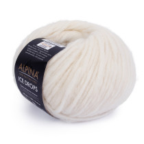 Пряжа ALPINA "ICE DROPS" 58% альпака, 14% шерсть, 28% полиамид 10 * 50г 150 м №01 молочный. Цена за упаковку 10 шт