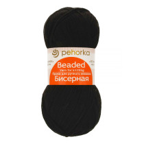 Пряжа Пехорская ПТ " Бисерная" 100% акрил 100 г 450 м №002 черный. Цена за упаковку 5 шт
