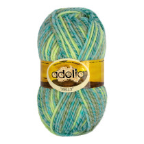 Пряжа ADELIA " NELLY" 70% шерсть, 30% акрил 5 * 100 г 100 м №11 св. голубой- св. зеленый. Цена за упаковку 5 шт