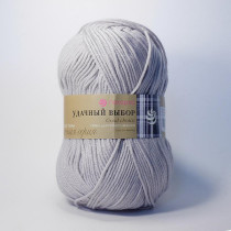 Пряжа Пехорская ПТ " Удачный выбор" 100% акрил 100 г 200 м №008 св. серый. Цена за упаковку 5 шт
