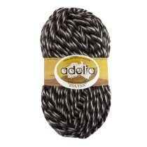 Пряжа ADELIA "ZOLTAN" 100% шерсть 5 * 100 г 115 м №147 черный-серый-белый. Цена за упаковку 5 шт.