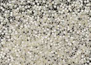 Бисер Япония MIYUKI Delica цилиндрический 11/0 50г DB0221 позолоченный белый опал с цветной линией