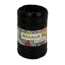 Пряжа ARACHNA " Raffia" 100% полипропилен 5 * 50г ± 10 г 200 м №02 ЧЕРНЫЙ. Цена за упаковку 5 шт