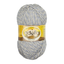 Пряжа ADELIA "ZOLTAN" 100% шерсть 5 * 100 г 115 м №128 белый-серый-св.голубой. Цена за упаковку 5 шт.