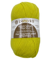 Пряжа Пехорская ПТ " Австралийский меринос" 95% мериносовая шерсть, 5% акрил 100 г 400 м №483 незрелый лимон. Цена за упаковку 5 шт