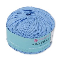 Пряжа Пехорская ПТ " Ажурная" 100% мерсеризованный хлопок 50 г 280 м №005 голубой. Цена за упаковку 10 шт
