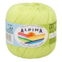 Пряжа ALPINA "LILY" 100% мерсеризованный хлопок 10 * 50г 175 м №145 яр.зеленый. Цена за упаковку 10 шт