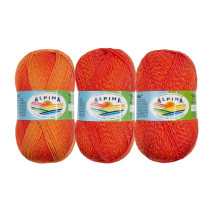 Пряжа ALPINA " ROMANTIC" 100% шерсть 5 * 100 г 300 м №03 желтый- оранжевый. Цена за упаковку 5 шт