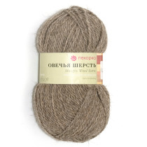 Пряжа Пехорская ПТ " Овечья шерсть" 100% шерсть 100 г 200 м №371 натур. серый. Цена за упаковку 10 шт