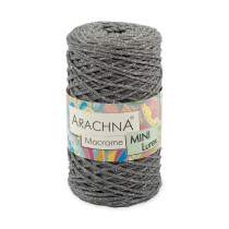 Пряжа ARACHNA " Macrame Mini Lurex" 75% хлопок, 15% полиэстер, 10% люрекс 4 * 250г 200 м №17 серый- серебро. Цена за упаковку 4 шт