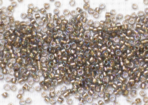 Бисер Япония круглый 15/0 100 г 0999 черный алмаз радужный, золотая линия внутри