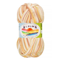 Пряжа ALPINA "KATRIN" 100% мерсеризованный хлопок 10 * 50г 140 м №022 белый-желтый-гр.розовый. Цена за упаковку 10 шт