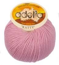 Пряжа ADELIA " KATTY" 100% шерсть 10 * 50г 150 м №05 бл. розовый. Цена за упаковку 10 шт