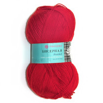 Пряжа Пехорская ПТ " Бисерная" 100% акрил 100 г 450 м №006 красный. Цена за упаковку 5 шт