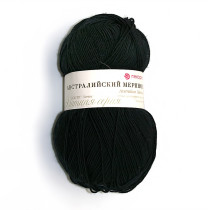 Пряжа Пехорская ПТ " Австралийский меринос" 95% мериносовая шерсть, 5% акрил 100 г 400 м №002 черный. Цена за упаковку 5 шт