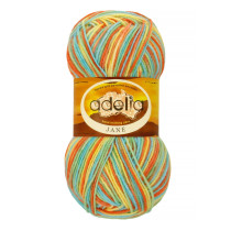 Пряжа ADELIA " JANE" 100% акрил 10 * 50г 227 м №12 желтый- оранжевый- св. зеленый- голубой. Цена за упаковку 10 шт