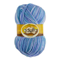 Пряжа ADELIA " JANE" 100% акрил 10 * 50г 227 м №08 т. голубой- голубой. Цена за упаковку 10 шт