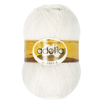 Пряжа ADELIA " JESSICA" 67% шерсть, 33% полиэстер 5 * 100 г 260 м №01 БЕЛЫЙ. Цена за упаковку 5 шт