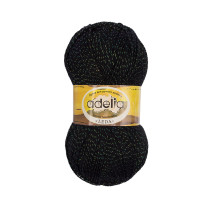Пряжа ADELIA " LEDA" 99% акрил, 1% люрекс 5 * 100 г 340 м №215 ЧЕРНЫЙ. Цена за упаковку 5 шт