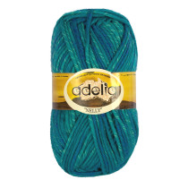 Пряжа ADELIA " NELLY" 70% шерсть, 30% акрил 5 * 100 г 100 м №12 синий- т. бирюзовый. Цена за упаковку 5 шт