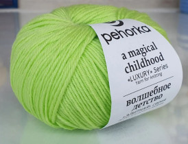 Пряжа Пехорская ПТ " Волшебное детство" 100% мериносовая шерсть 50 г 220 м №193 св. салат. Цена за упаковку 5 шт