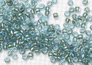 Бисер Япония круглый 11/0 250 г 0284 морская вода/золото, окрашенный изнутри