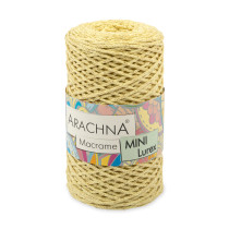Пряжа ARACHNA " Macrame Mini Lurex" 75% хлопок, 15% полиэстер, 10% люрекс 4 * 250г 200 м №124 св. желтый- золото. Цена за упаковку 4 шт